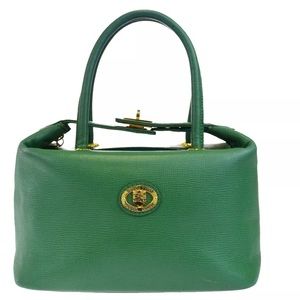Burberry Nova Check Green Leather Box Handbag